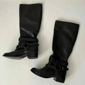 Gianni Bini BlackTall Moto Boots With Buckle Detail Women’s Size 6.5